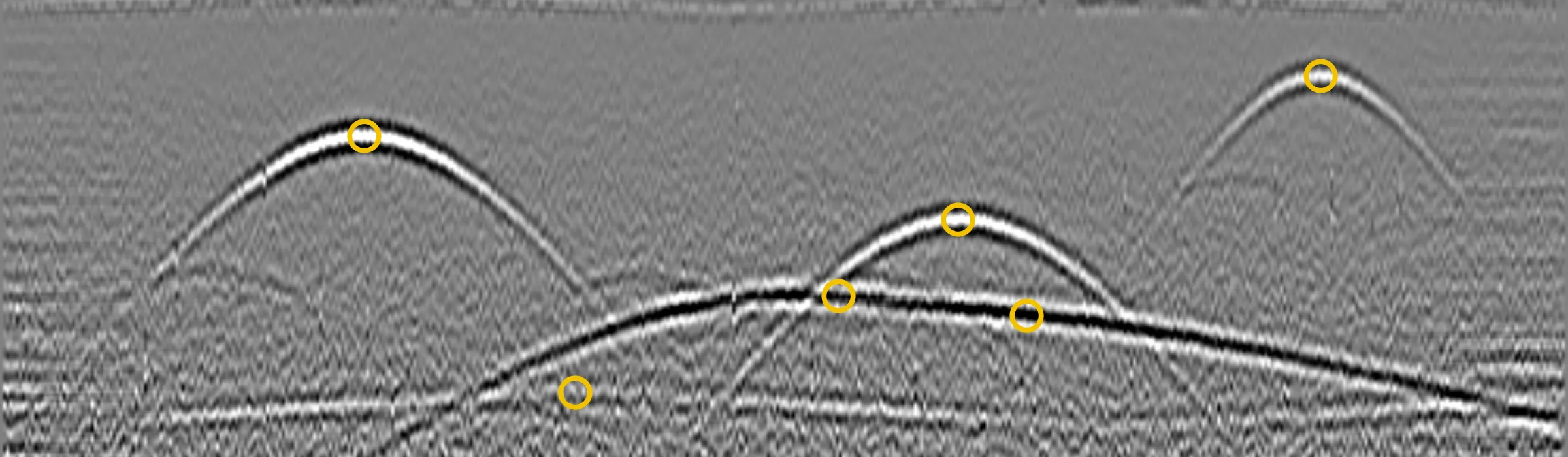 One line processed by Radar Plan 3D (simulated site, 400 MHz antenna).
